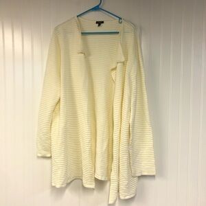 Talbots Textured Cream Women's Open Front Cardigan Sweater Long Sleeve 3X